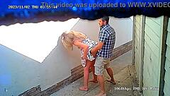 blonde bent over in mcdonalds delivery area cctv