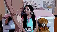 Submissive stepdaughter says, 'father-in-law takes advantage in doggystyle every day in hentai'