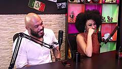 Gorgeous redhead Amanda gives blowjob to black stud Delicia