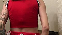 sexy transgender woman in bunny outfit at gym needs mounting