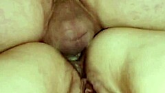 Cum deep in her ass, but it leaks out