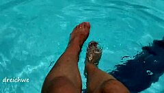 Young feet fetish in the pool!