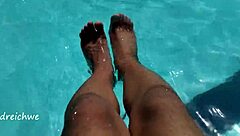 Young feet fetish in the pool!