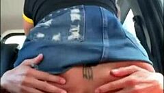 During the trip, the brunette sits on my lap