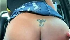 During the trip, the brunette sits on my lap