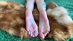 Dominatrix Nika's seductive foot play with fur fetish and foot fetish elements