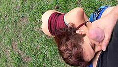 Goddess Donabella Gives Blowjob in Park POV