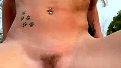 Angel Emily orgasms in outdoor safari anal sex