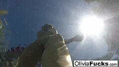 olivia has some summer fun in the pool