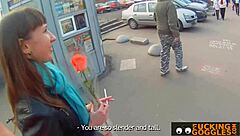 I watched this skinny brunette bang a stranger for quick cash on the street.