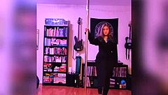 black milf strips in lingerie dancing