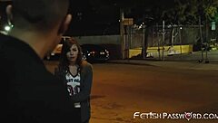 Bimbo Alex Blake blows big dick in the alleyway and fucks