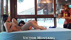 Latina neighbor gives blowjob and POV sex with cumshot