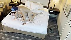 Fucking tattooed beauty's tight pussy in doggystyle position.