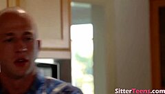 Petite babysitter sucks cock then gets fucked