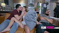 Wow, fingering stepsis next to her man!