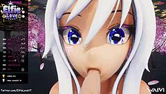 pov blow job from hentai vtuber elfie love in 3d vrchat