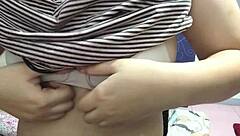 My Filipina girlfriend shows her natural tits alone