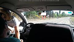 A younger unknown person gives me a handjob in my vehicle while outdoors