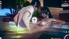 Latina Character Gets Fucked in Pool During Hentai Game Scene