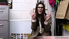 yo, geeky american chick caught shoplifting meets cop's huge cock