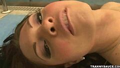 Brazilian shemale masturbates solo