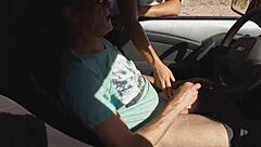 Unknown Young Blonde Masturbates Me in My Car on Street