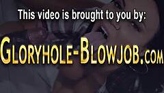 Gloryhole babe sucks interracial monster cock with handjob