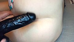 Fucked His Girlfriend With Black Dildo, Licked Her Pussy Until She Squirted! Close-Up Action!