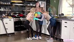 Three Pro Cleaners Masturbate And Squirt All Over!