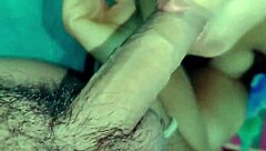 Indian babe gives a blowjob to a big cock and gets her boobs pressed against it
