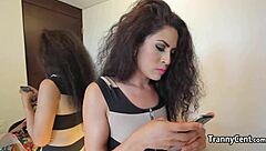 Small Tits Latina Tgirl Rides Big Cock Hard