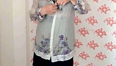 mariaold milf teases with big natural tits in stockings and heels