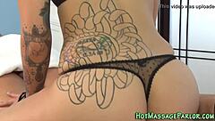 Sexy tattoo masseuse cum