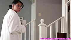 redhead teen babe licks pussy in stockings during amateur girl-on-girl oral session