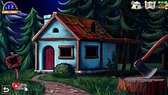 Wow! Blonde with huge boobs shoves wooden dildo in shaved pussy