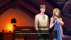 Wow! Blonde with huge boobs shoves wooden dildo in shaved pussy