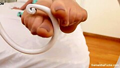Samantha Saint's playful foot play in erotic video