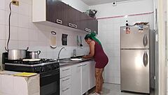 Stepmom's big ass gets me hard while she cleans