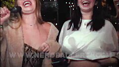 Girls Tease Boobs Outdoors For Cash