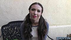 Pretty brunette pornstar rides cock after blowjob