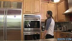 Pretty brunette pornstar rides cock after blowjob