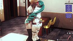 A friend and girlfriend share a story in lesbian context