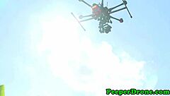 lesbians licking pussy outdoors get spied on by drone