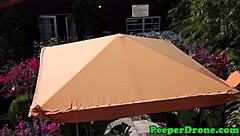 lesbians licking pussy outdoors get spied on by drone