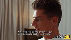 tutor4k mature brunette teacher bangs with a boom in private group session with american students