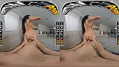 Enjoying a horny day off with Gianna Grey in virtual porn.