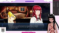 Lesbian bondage and toy play in visual novel-style video