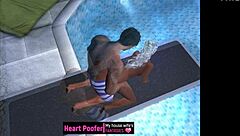 Intense Taking at Public Swimming Pool Diving Board