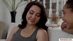 Sensual lesbian encounter between busty Alexis and Whitney